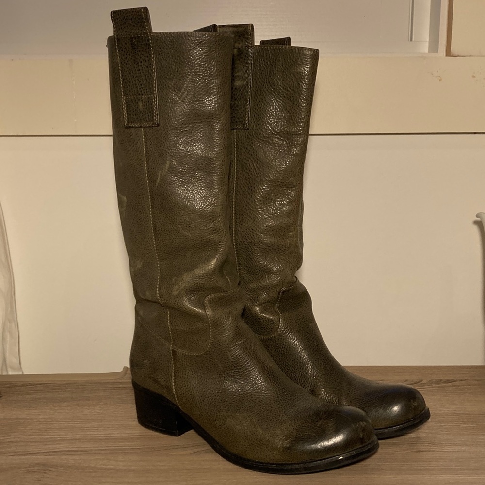 Julia Bo Olive Leather Knee-High Boots 38/7,5-8